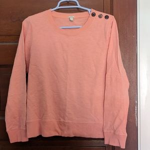 J.Crew light peach/coral sweatshirt with buttons, size M